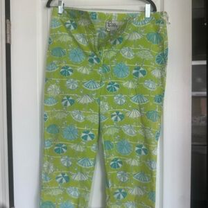 Lilly Pulitzer Women’s ' Green and Blue Umbrella Print Pants